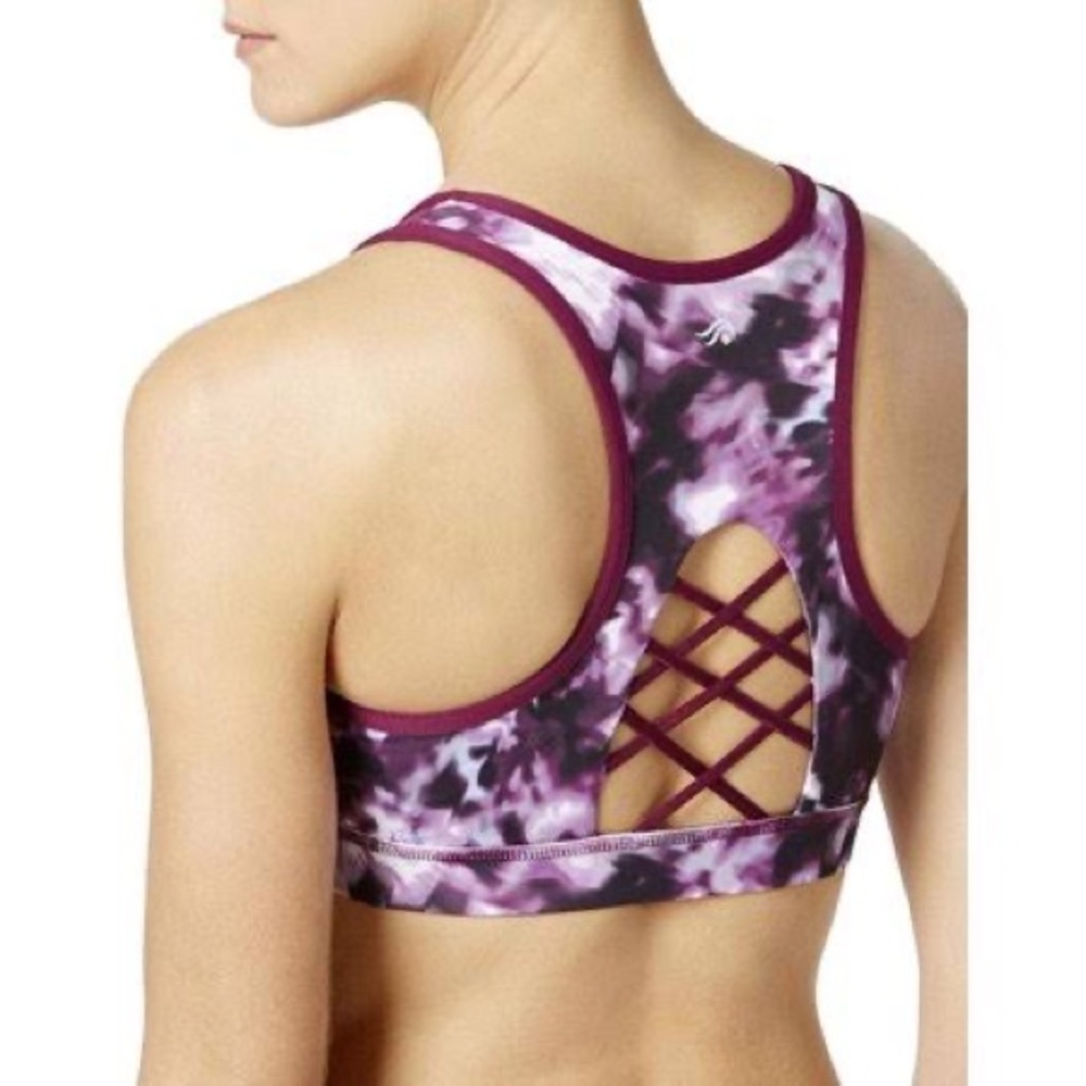 Ideology Womens Printed Mesh Inset Sports Bra Medium